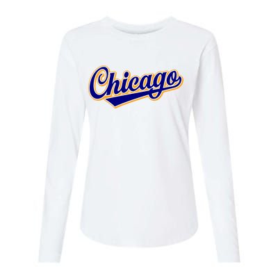 Script Chicago Logo Womens Cotton Relaxed Long Sleeve T-Shirt