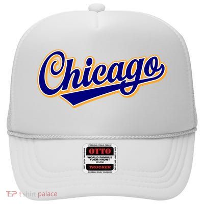 Script Chicago Logo High Crown Mesh Back Trucker Hat
