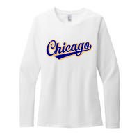 Script Chicago Logo Womens CVC Long Sleeve Shirt