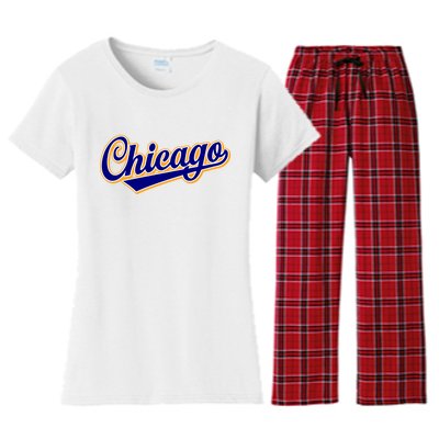 Script Chicago Logo Women's Flannel Pajama Set