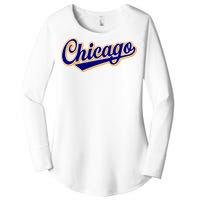 Script Chicago Logo Women's Perfect Tri Tunic Long Sleeve Shirt