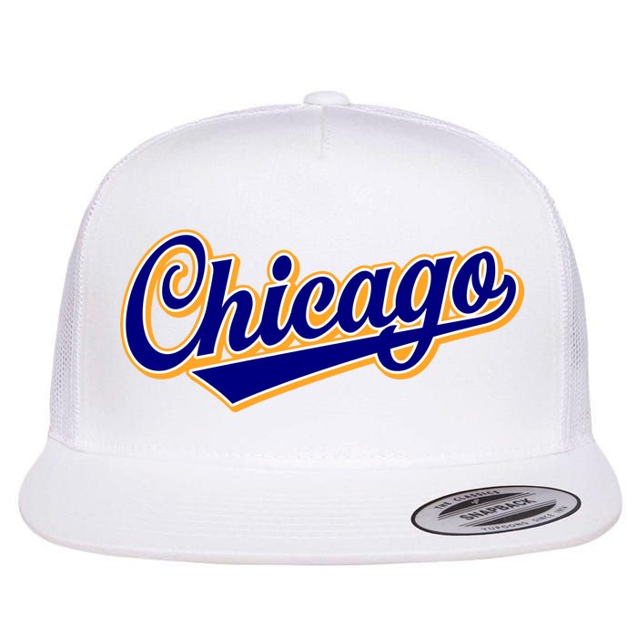 Script Chicago Logo Flat Bill Trucker Hat