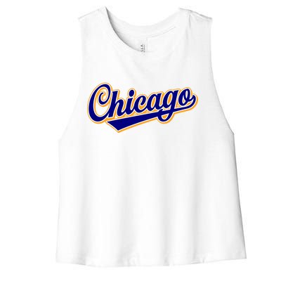 Script Chicago Logo Women's Racerback Cropped Tank