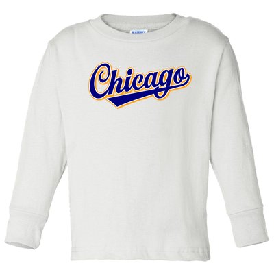 Script Chicago Logo Toddler Long Sleeve Shirt