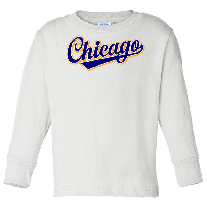 Script Chicago Logo Toddler Long Sleeve Shirt