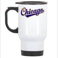 Script Chicago Logo Stainless Steel Travel Mug