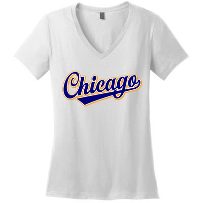 Script Chicago Logo Women's V-Neck T-Shirt