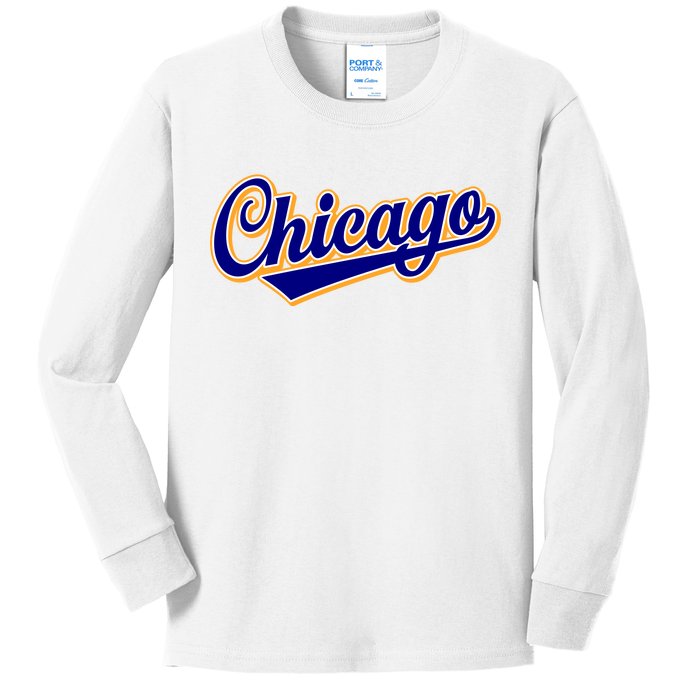 Script Chicago Logo Kids Long Sleeve Shirt