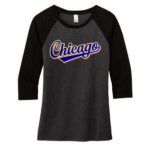 Script Chicago Logo Women's Tri-Blend 3/4-Sleeve Raglan Shirt