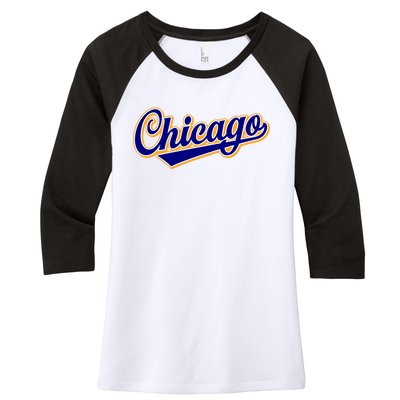 Script Chicago Logo Women's Tri-Blend 3/4-Sleeve Raglan Shirt