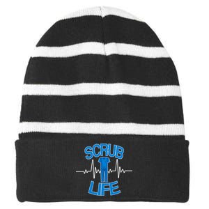 Scrub Life Striped Beanie with Solid Band