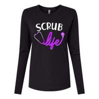 Scrub Life Stethoscope  Womens Cotton Relaxed Long Sleeve T-Shirt