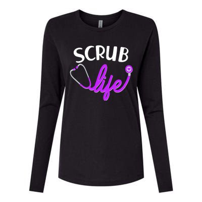 Scrub Life Stethoscope  Womens Cotton Relaxed Long Sleeve T-Shirt