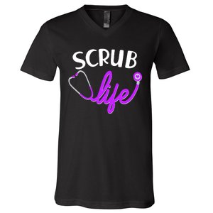 Scrub Life Stethoscope  V-Neck T-Shirt