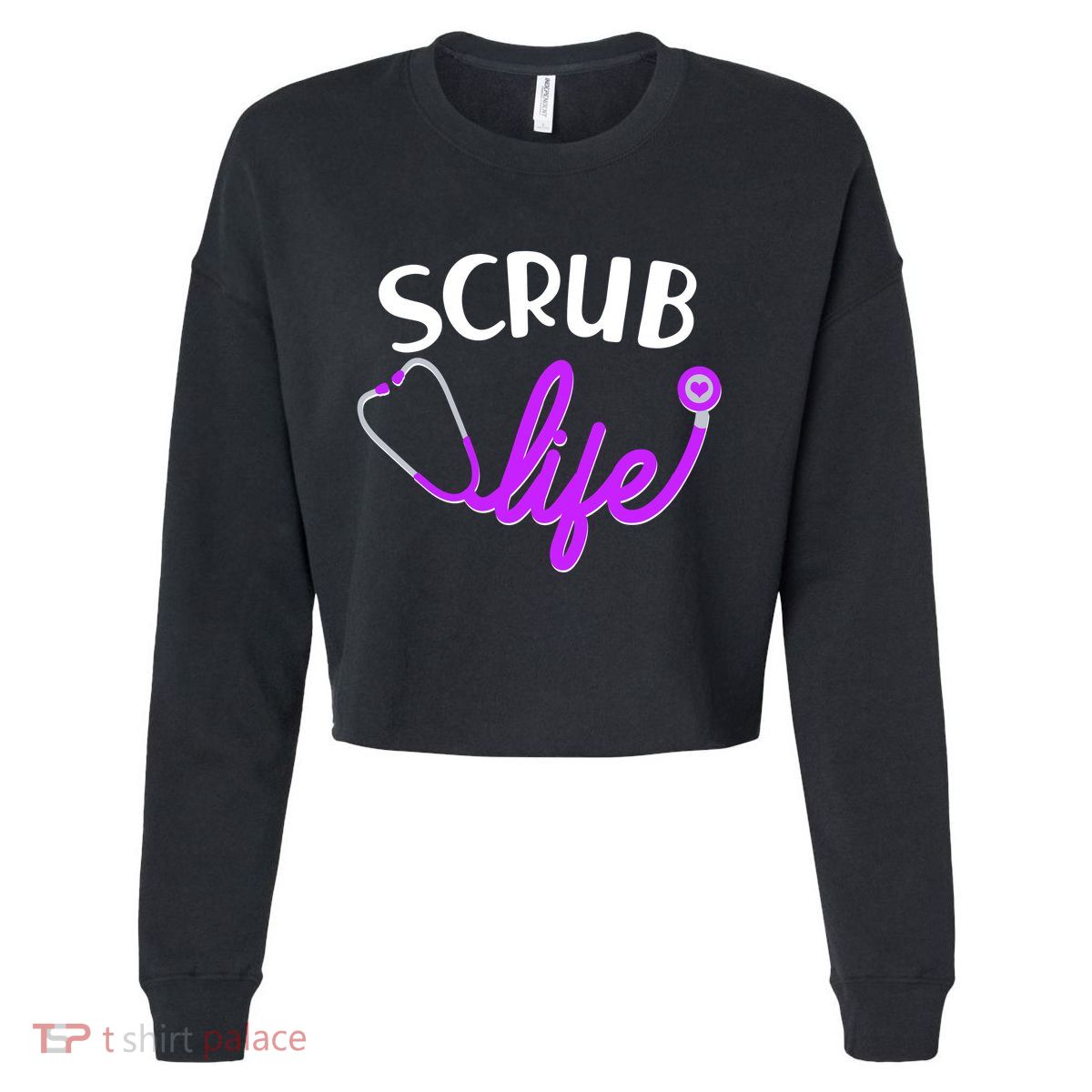 Scrub Life Stethoscope  Cropped Pullover Crew
