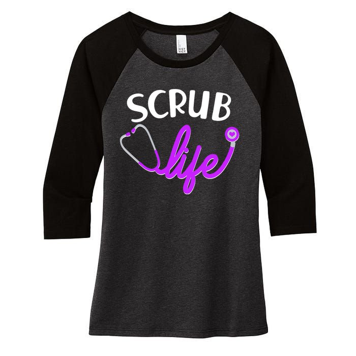 Scrub Life Stethoscope  Women's Tri-Blend 3/4-Sleeve Raglan Shirt