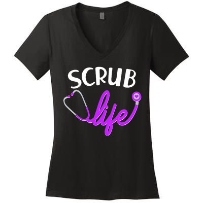 Scrub Life Stethoscope  Women's V-Neck T-Shirt