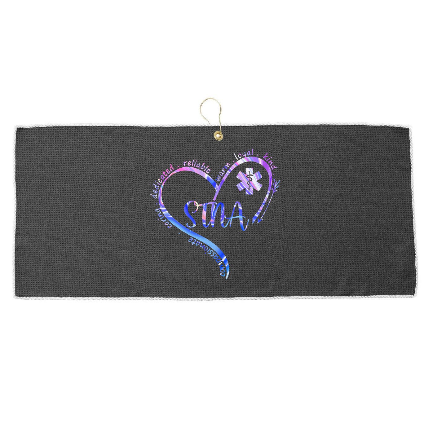 STNA Compassionate State Tested Nursing Assistant NURSE DAY Large Microfiber Waffle Golf Towel