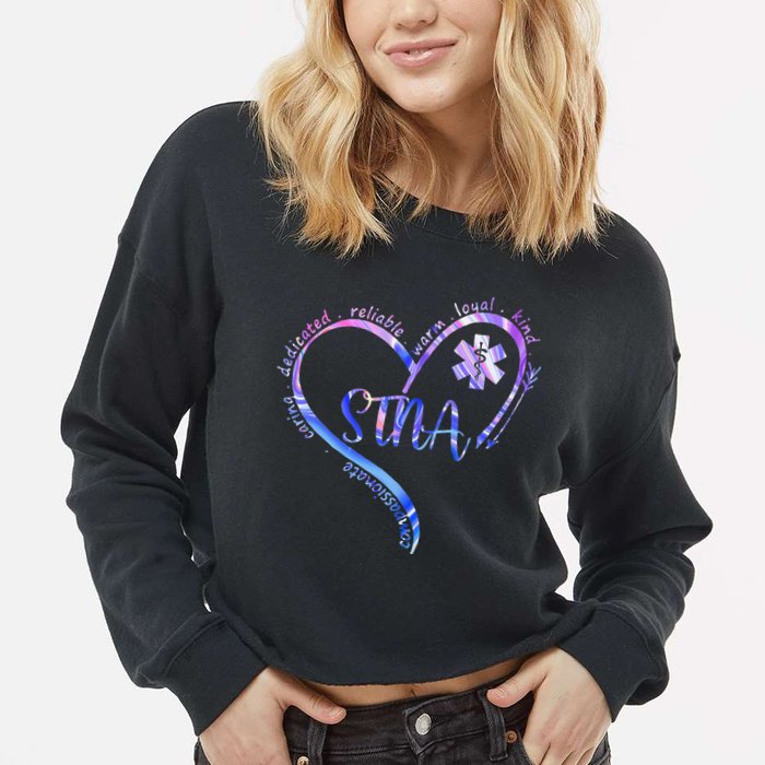 STNA Compassionate State Tested Nursing Assistant NURSE DAY Cropped Pullover Crew