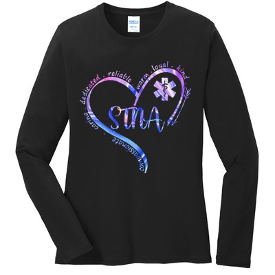 STNA Compassionate State Tested Nursing Assistant NURSE DAY Ladies Long Sleeve Shirt