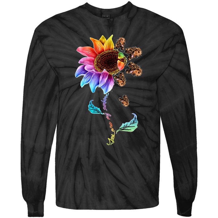 Sunflower Cocker Spaniel Head Funny Dog Long Sleeve Tie-Dye Long Sleeve Shirt