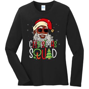 Santa Christmas Squad Black African American Pajamas Ladies Long Sleeve Shirt