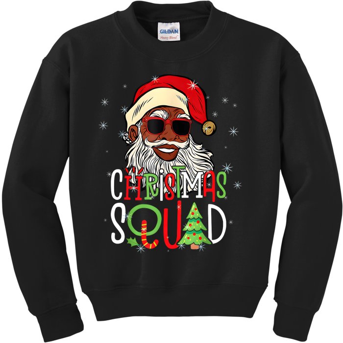 Santa Christmas Squad Black African American Pajamas Kids Sweatshirt