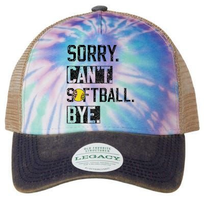 Sorry Can't softball Bye Funny softball Player vintage Legacy Tie Dye Trucker Hat