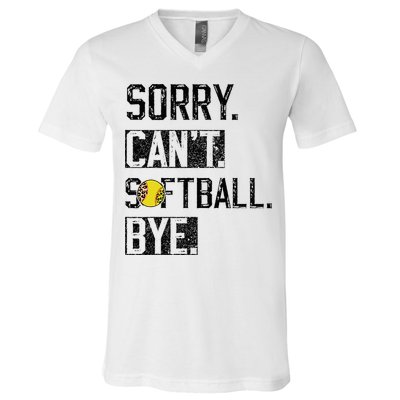 Sorry Can't softball Bye Funny softball Player vintage V-Neck T-Shirt