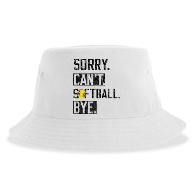 Sorry Can't softball Bye Funny softball Player vintage Sustainable Bucket Hat