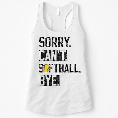 Sorry Can't softball Bye Funny softball Player vintage Womens Tank Top