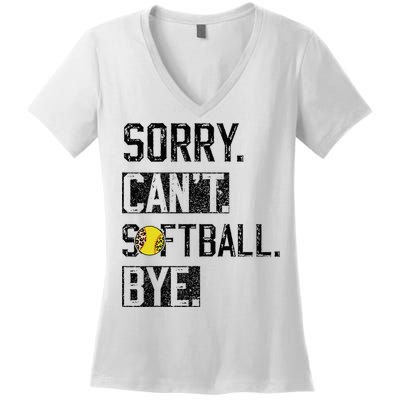 Sorry Can't softball Bye Funny softball Player vintage Women's V-Neck T-Shirt