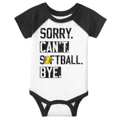 Sorry Can't softball Bye Funny softball Player vintage Infant Baby Jersey Bodysuit