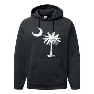 South Carolina State Flag Palmetto Tree Crescent Moon Sc Performance Fleece Hoodie