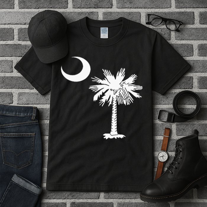 South Carolina State Flag Palmetto Tree Crescent Moon Sc Tall T-Shirt
