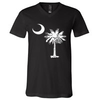 South Carolina State Flag Palmetto Tree Crescent Moon Sc V-Neck T-Shirt