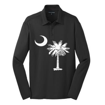 South Carolina State Flag Palmetto Tree Crescent Moon Sc Silk Touch Performance Long Sleeve Polo