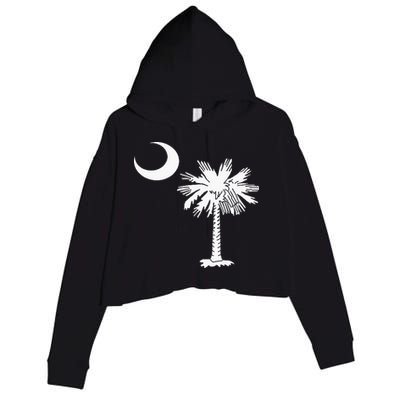 South Carolina State Flag Palmetto Tree Crescent Moon Sc Crop Fleece Hoodie
