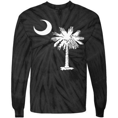South Carolina State Flag Palmetto Tree Crescent Moon Sc Tie-Dye Long Sleeve Shirt