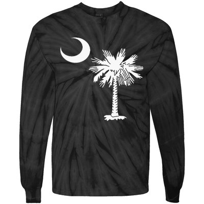 South Carolina State Flag Palmetto Tree Crescent Moon Sc Tie-Dye Long Sleeve Shirt