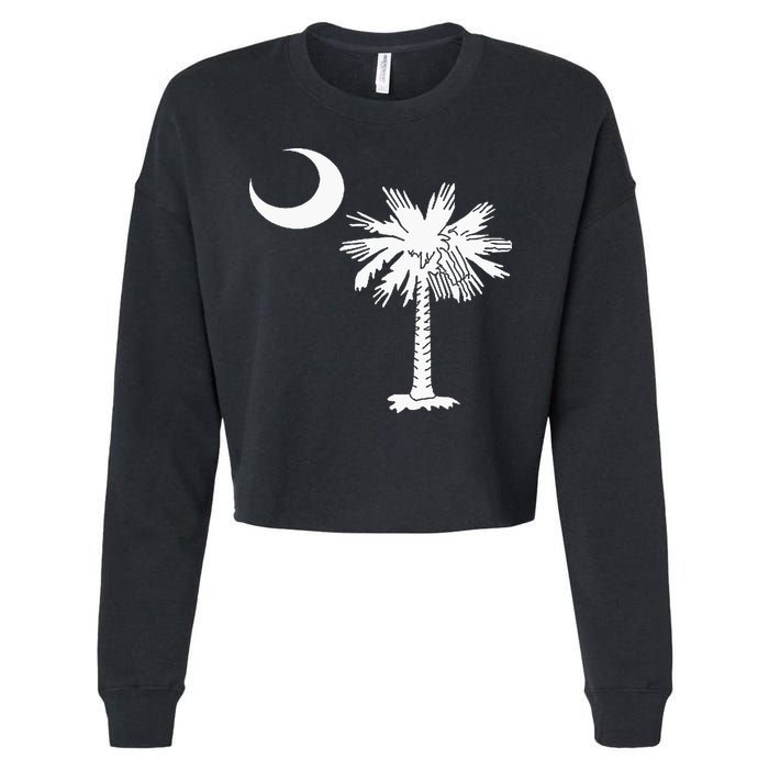 South Carolina State Flag Palmetto Tree Crescent Moon Sc Cropped Pullover Crew