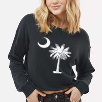 South Carolina State Flag Palmetto Tree Crescent Moon Sc Cropped Pullover Crew