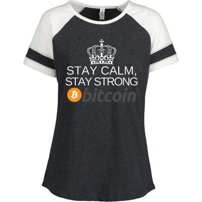 Stay Calm Stay Strong Bitcoin, HODL Crypto, DeFi, Blockchain Enza Ladies Jersey Colorblock Tee