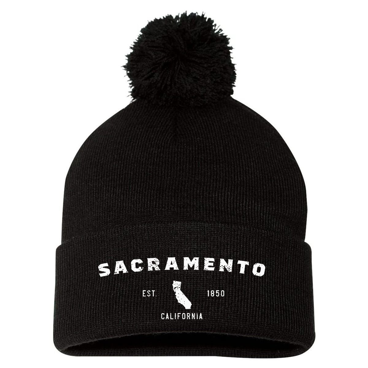 Sacramento California Pom Pom 12in Knit Beanie