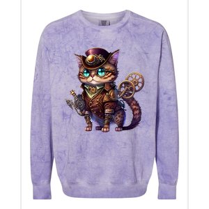 Steampunk Cat Steampunk Kitten Lovers Fantasy For Women Colorblast Crewneck Sweatshirt