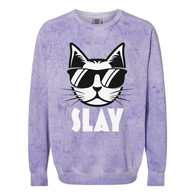 Slay Cat Slay Cat Slay Colorblast Crewneck Sweatshirt