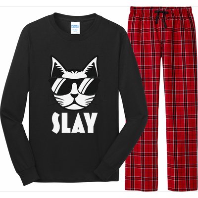 Slay Cat Slay Cat Slay Long Sleeve Pajama Set