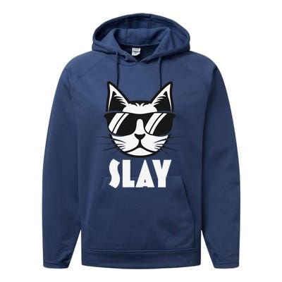 Slay Cat Slay Cat Slay Performance Fleece Hoodie