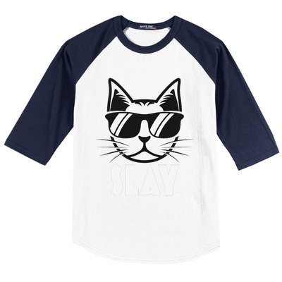 Slay Cat Slay Cat Slay Baseball Sleeve Shirt