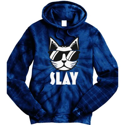 Slay Cat Slay Cat Slay Tie Dye Hoodie